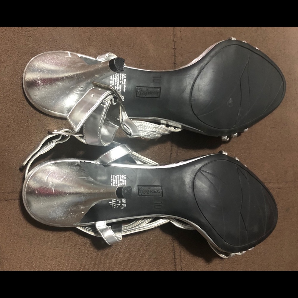 Fioni Night Silver Strappy Heels Sz 10 - Picture 5 of 5